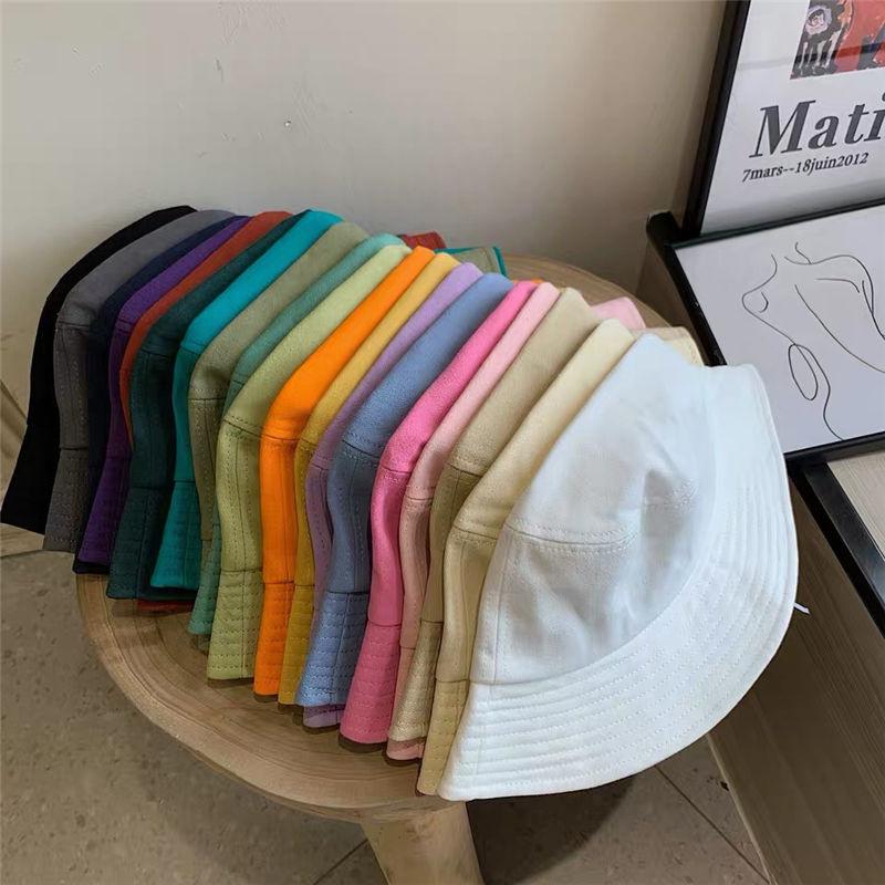 Candy colored fisherman hat, solid color sun protection bucket, thin design, temperament sun basin hat