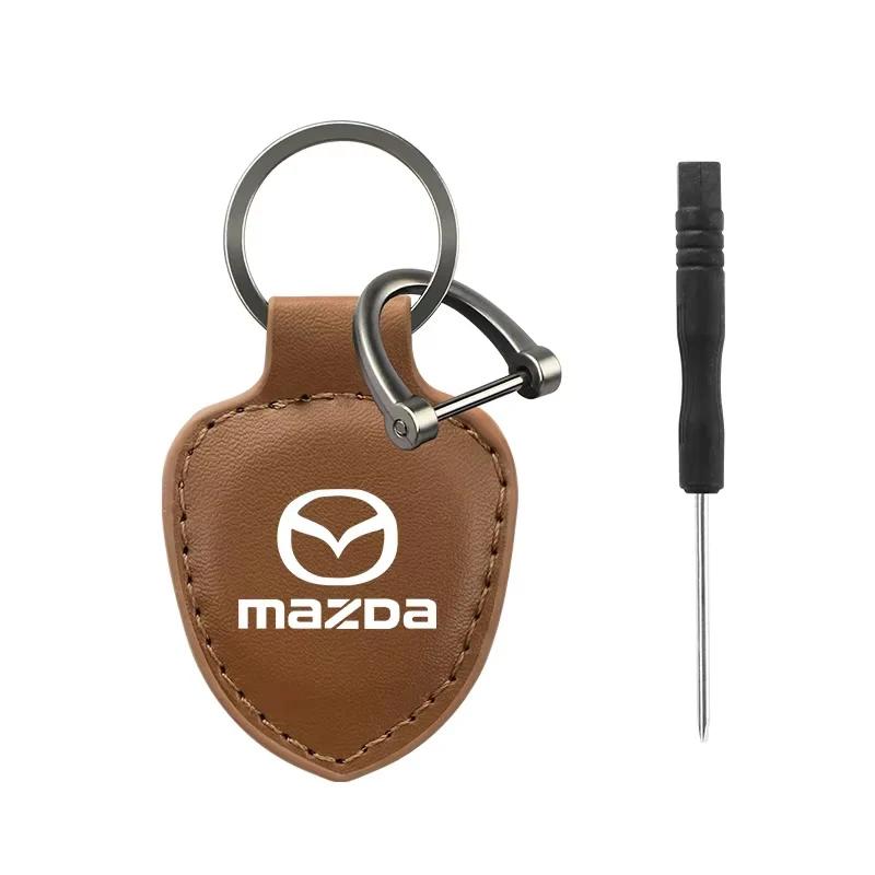 

2025 Hot Leather Car Personality Key Chain Car Logo Key Chain Fit for Mazda 2 3 5 6 8 CX5 CX-5 CX-7 CX-9 MX-5 ATENZA Car Accesso коричневий