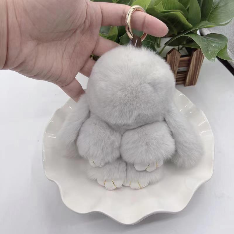 Rex Rabbit Fur Plush Keychain: Cute Rabbit Pendant Toy for Bag or Car