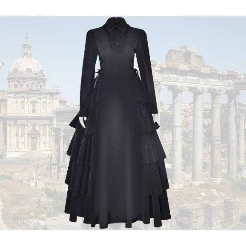 Victorian Medieval Halloween Renaissance Princess Dress Cosplay Costume Black
