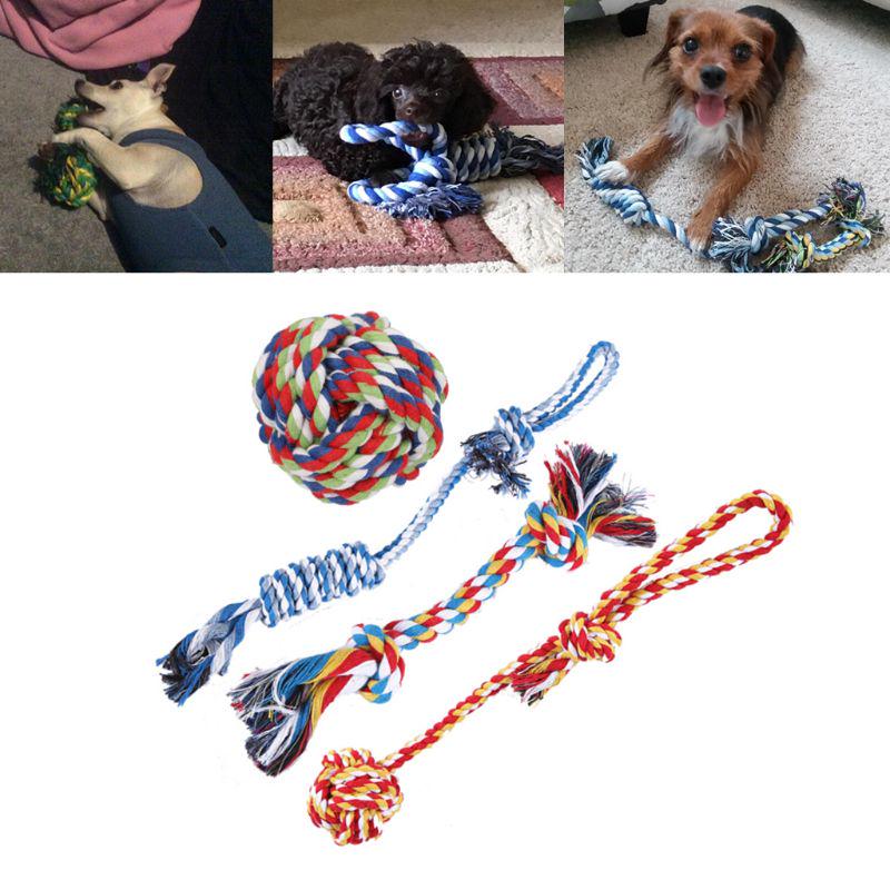 Animals Bite Ropes Buy 4 Pcs/set Cotton Rope Pet Toy Puppy Bite Molar Rope Colorful Dogs ...