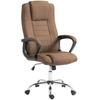 Ergonomic Reclining And Swivel Office Chair With Linen Effect Fabric Headrest Brown