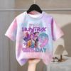 2026 Birthday T-shirt Kpop Demon Hunter Tie-dye 3D Printed T-shirt, Children's Birthday Digital Cute T-shirt Girls Birthday Gift