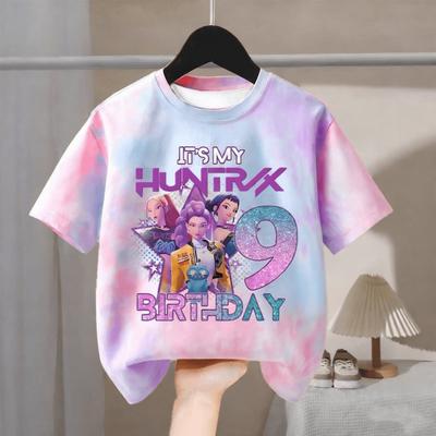 2026 Geburtstags-T-Shirt Kpop Dämonenjäger Tie-Dye 3D-bedrucktes T-Shirt, Digitales niedliches T-Shirt für Kindergeburtstag, Geburtstagsgeschenk für Mädchen