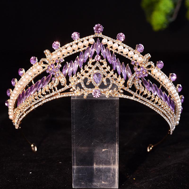 

Princess Crown Crown Bridal Tiara Hair Accessories Main Wedding Dress White Gauze with Forehead Ornaments Wedding Accessories Sweet and Shiny