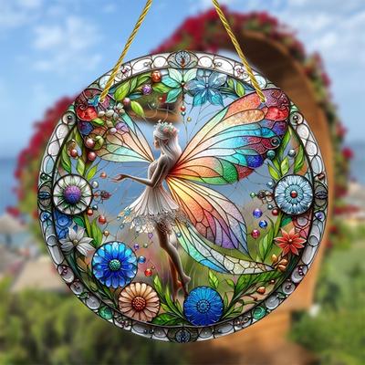 Dekoration Waldfee Sonnenfänger Acryl Fensteraufhängung Fee Sonnenfänger Buntes Glas-Stil Fensterlichtfänger Garten