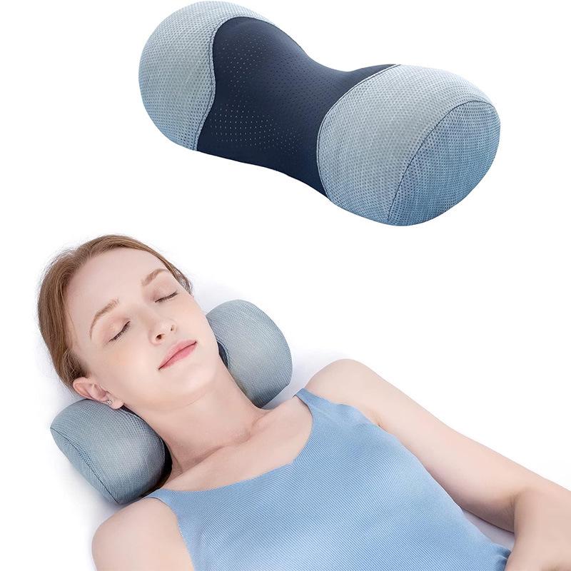 Cross-Border Memory Foam Cervical Pillow with Reverse Bow Stretching and Pure Cotton Cover - Portable Neck Support Pillow