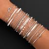 18 stuks/set Zilverkleurige Kristallen Knoop Armbanden Sets Voor Vrouwen Vintage Hart Imitatie Parel Gedraaide Slangenhuid Ketting Armbanden Sieraden