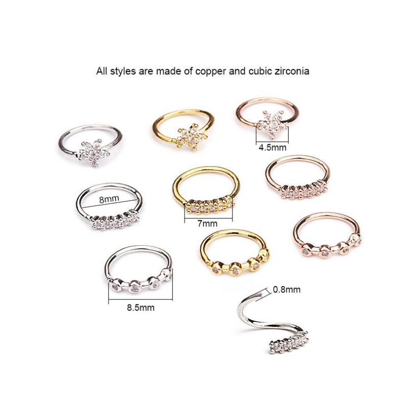 1Pc Nose Hoop Ring Tiny Flower Helix Cartilage Tragus Ring Piercing Jewelry