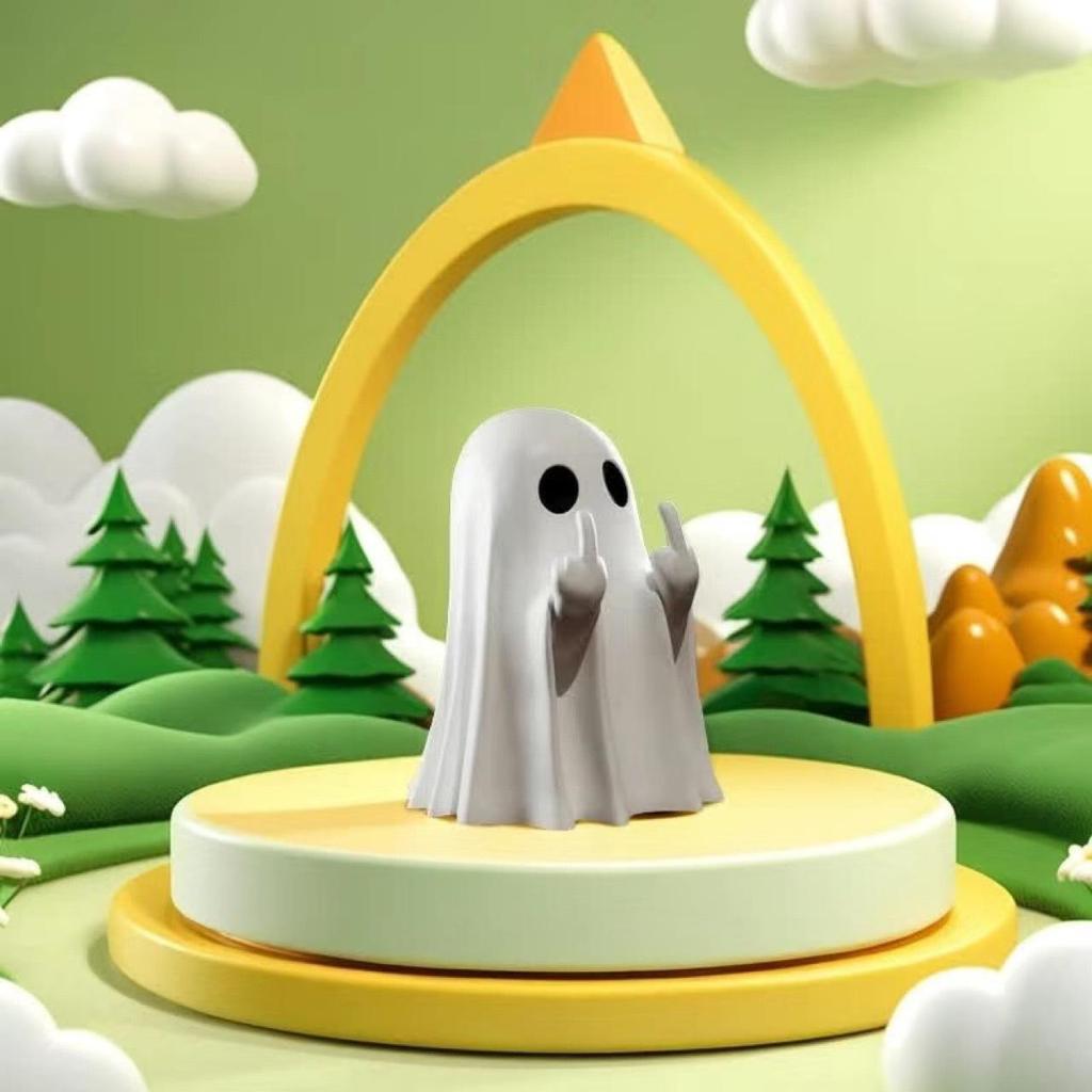 Creative Cute Ghost Resin Figurine: Middle Finger Halloween Decoration