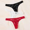 3PC Women Lace Flowers Hollow Underwear Panties G-string Lingerie Thongs