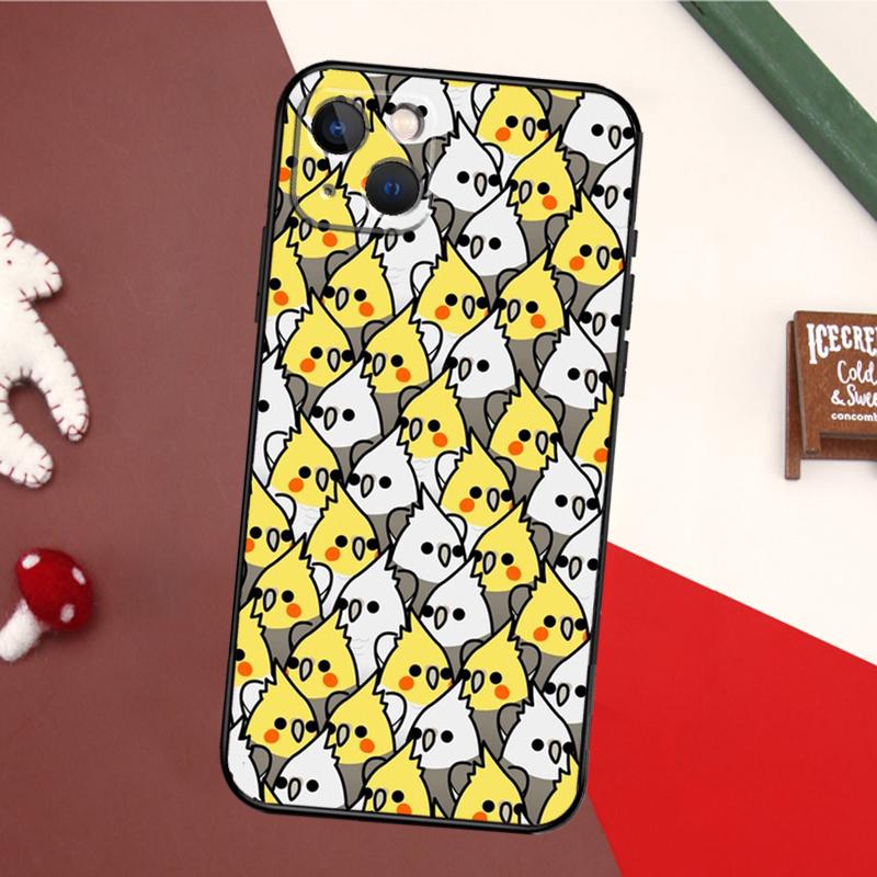 Cartoon Cockatiel Collage Case For iPhone 13 Pro Max 16 15 11 12 14 17 Pro Max mini 15 16 Plus 16e 17 Air Back Cover