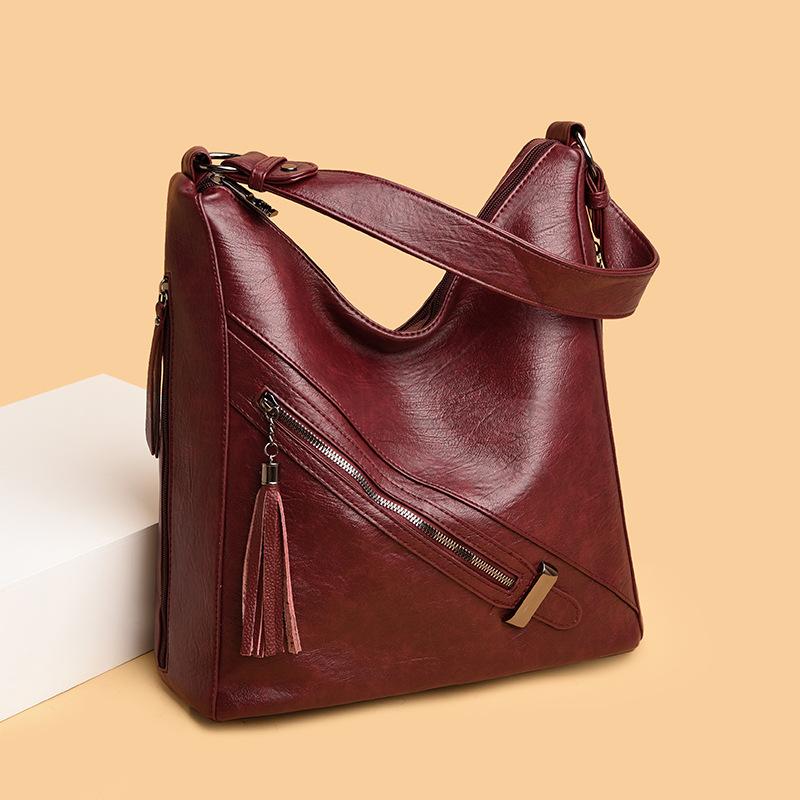 TrendAura Large Capacity Bucket Bag Velvet Finish Everyday On The Go Green Floral Pattern Zipper Closure Inner Pockets