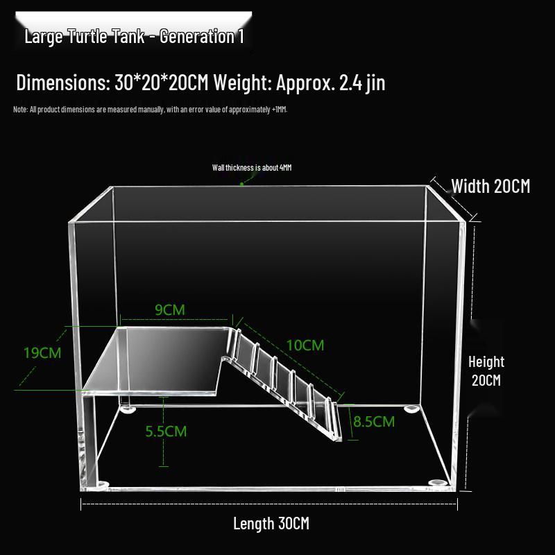 Acrylic Turtle Tank with Sunning Platform - Desktop Mini Fish Tank for Home or Office