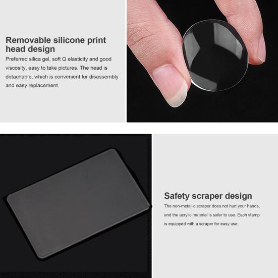 Yousheng 1 sada razítkovačů na nehty se škrabkou na nehty Odnímatelný design Průhledný silikonový razítkovač na nehty Nástroje na manikúru pro profesionály
