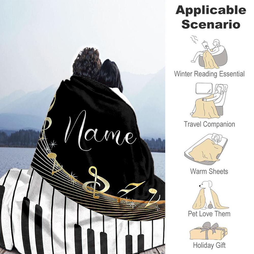 Piano Keys Personalized Text Blanket Multi-purpose Customizable Blanket Comfortable Versatile for Livingroom Sofa Living Room Office