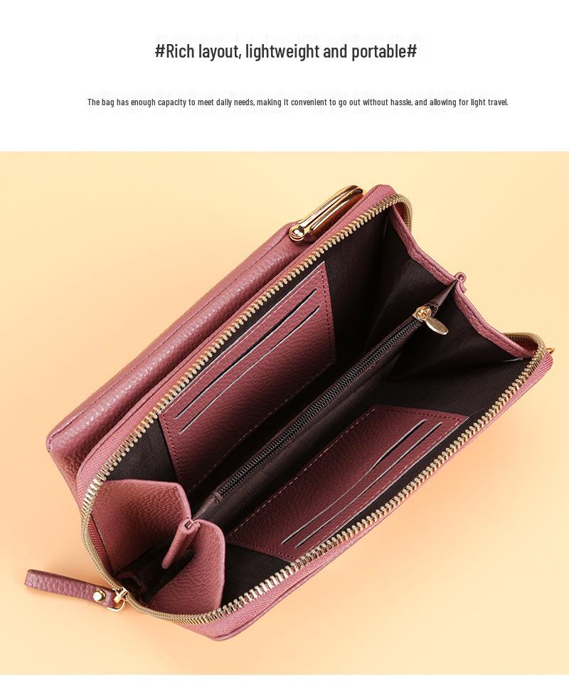 2022 Lychee Grain Solid Color Crossbody Shoulder Bag for Women - Korean Fashion Mobile Phone and Wallet Holder