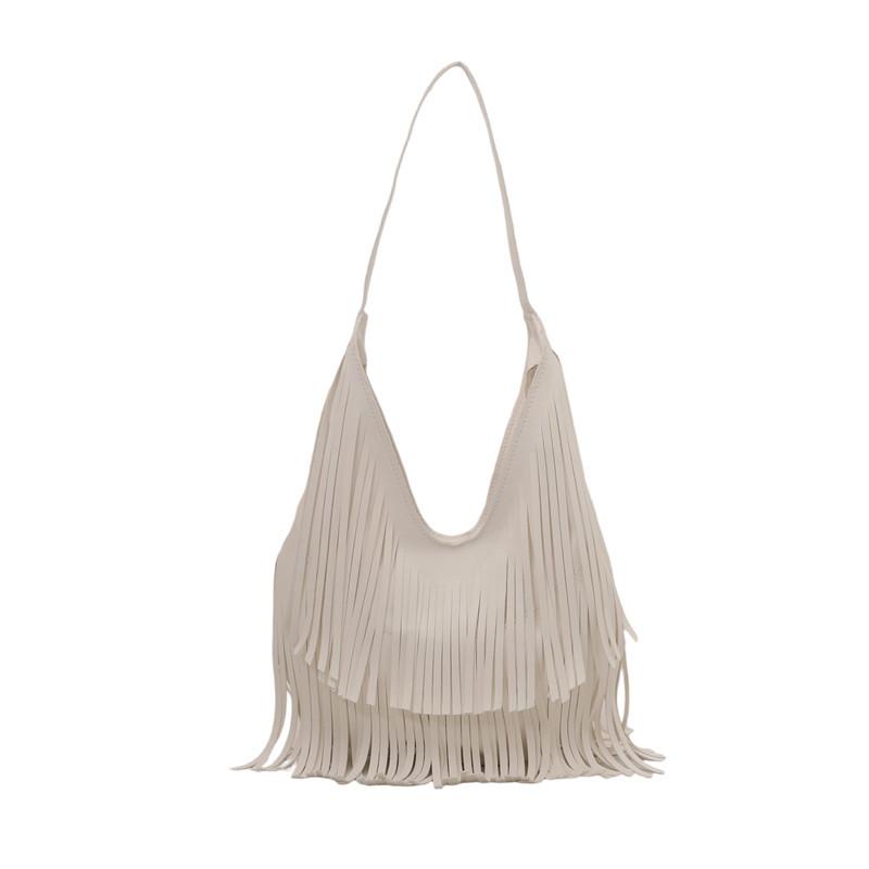 Lange Quasten Damenhandtasche Mode Umhängetaschen für Damen Handtasche Weiches PU-Leder lässige Hobo-Tasche Achseltasche Damen Tote