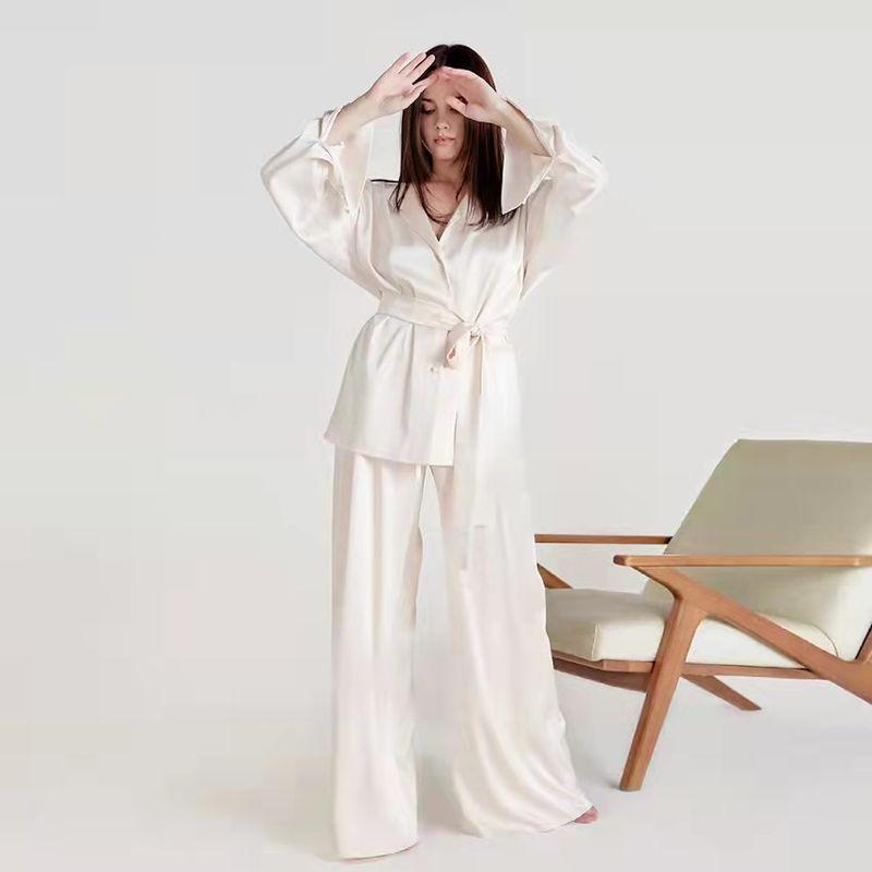 2022 New Ladies Satin Top + Trousers Casual Loose Pajama Set