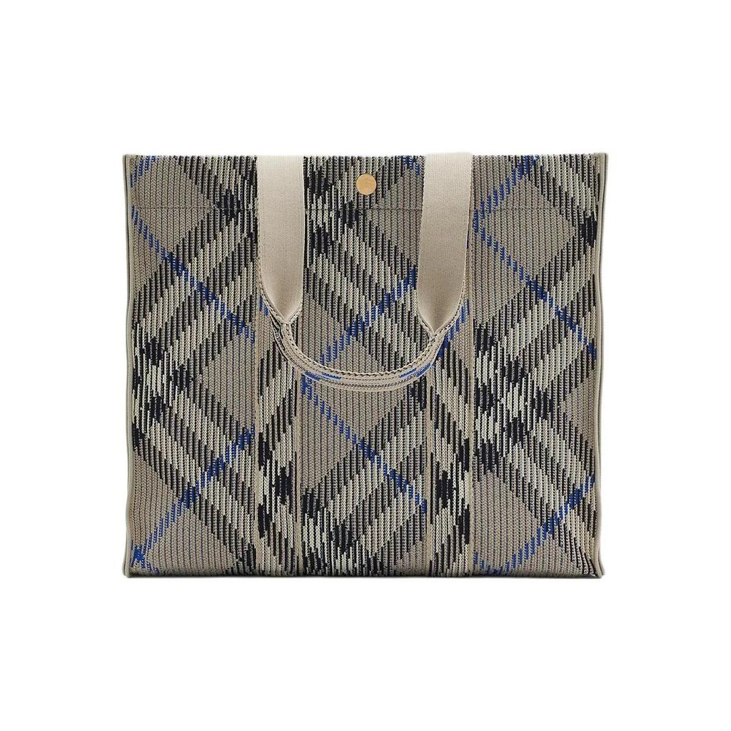 Burberry Knight Pattern Pressure Bolt Closure Nylon Tote Bag Shopping Tote Shoulder Bag Medium Women's Grey