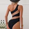 2023 European Womens American Oneshoulder Swimsuit Sexy Solid Color Patchwork Fashion