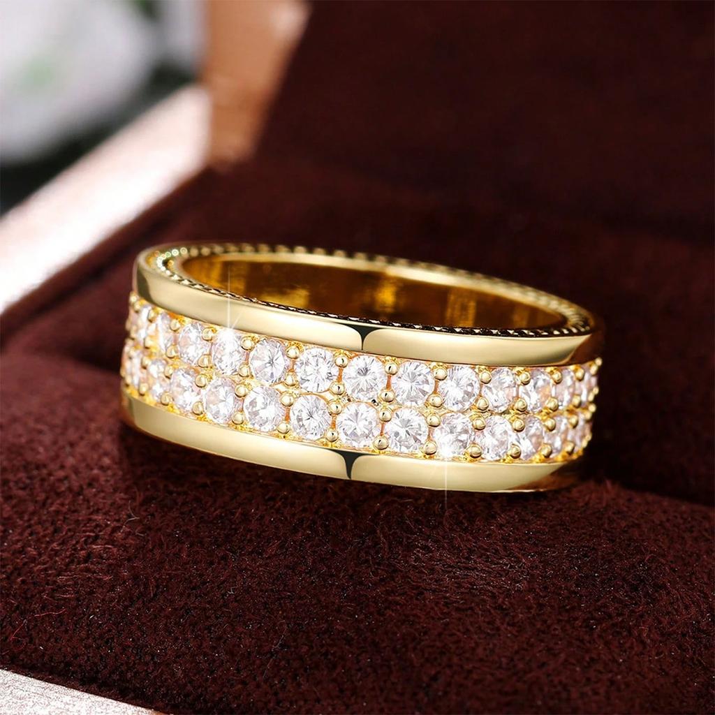 European and American retro-style double-row diamond ring, a fashionable ring for weddings and special occasions, designed for women