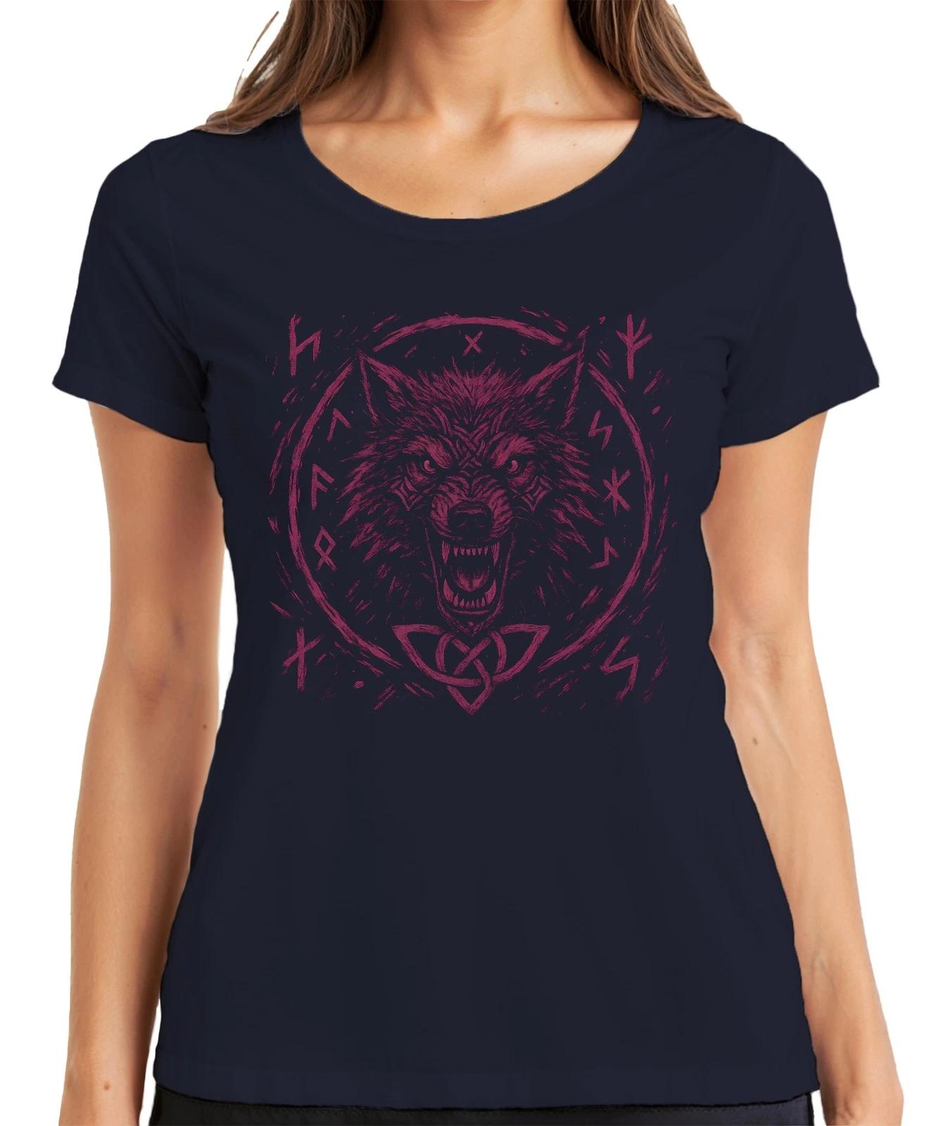 Wikinger Wolf Runen Grunge nordisch keltisch Knotenmuster Viking Damen T-Shirt M