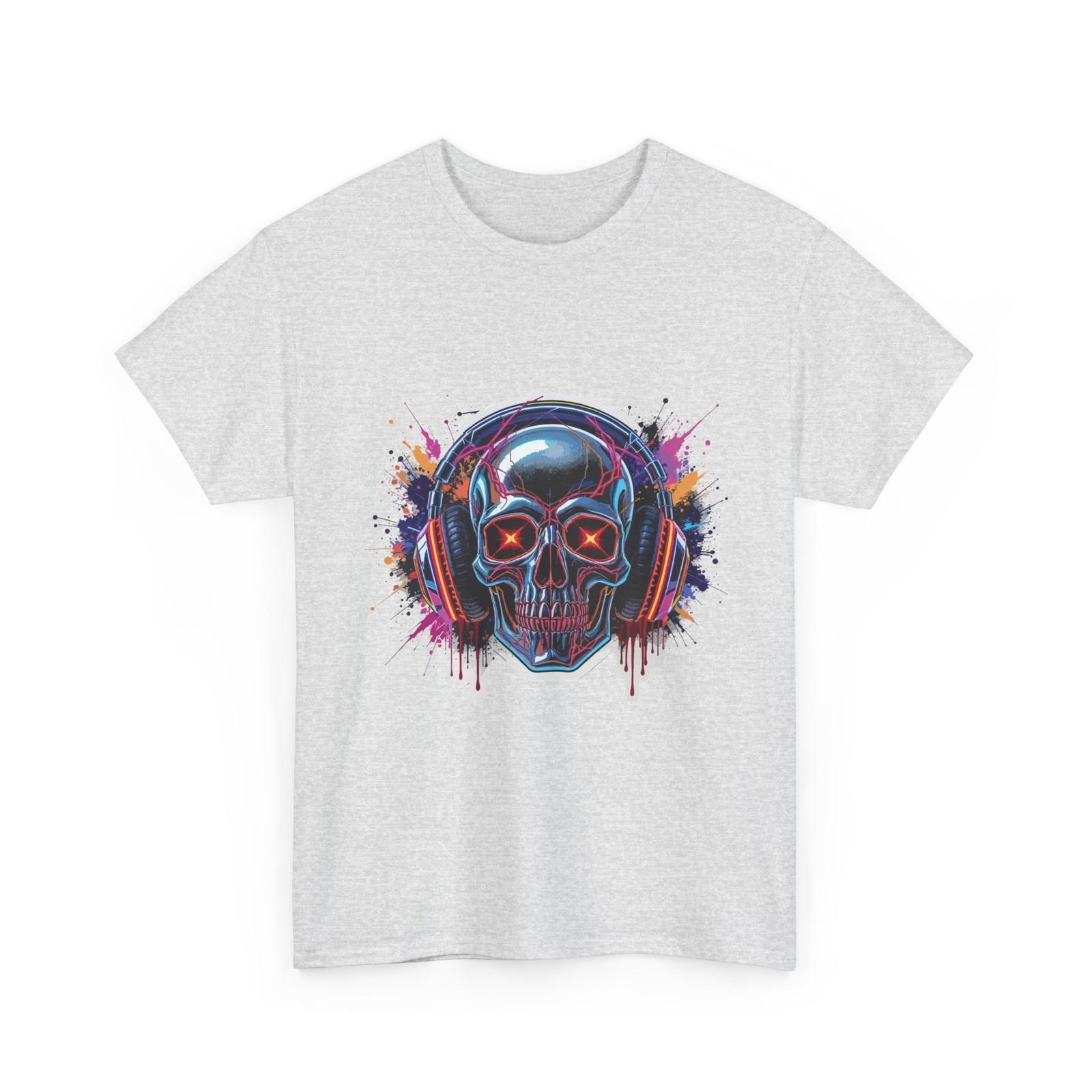 Neon Skull Music T-Shirt Retro Cyberpunk Streetwear Graphic Tee S