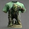 T-shirt da Uomo a Maniche Corte con Stampa Scheletro e Effetto Ottico Moda Quotidiana Casual Uomo Donna Girocollo Top Abbigliamento Estivo