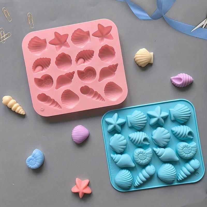 16-Cavity Starfish Shell Silicone Mold for Chocolate, Candy, Cake, and Pudding Decorations.