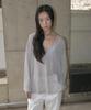 Mosyupamosyu Deep V-Neck Long Sleeve [Gray]