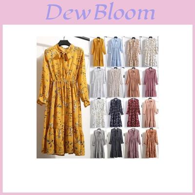 Elegant 2018 Spring Women Floral Chiffon Long Sleeve Casual Party Vintage Boho Maxi Dress In Charming Colors