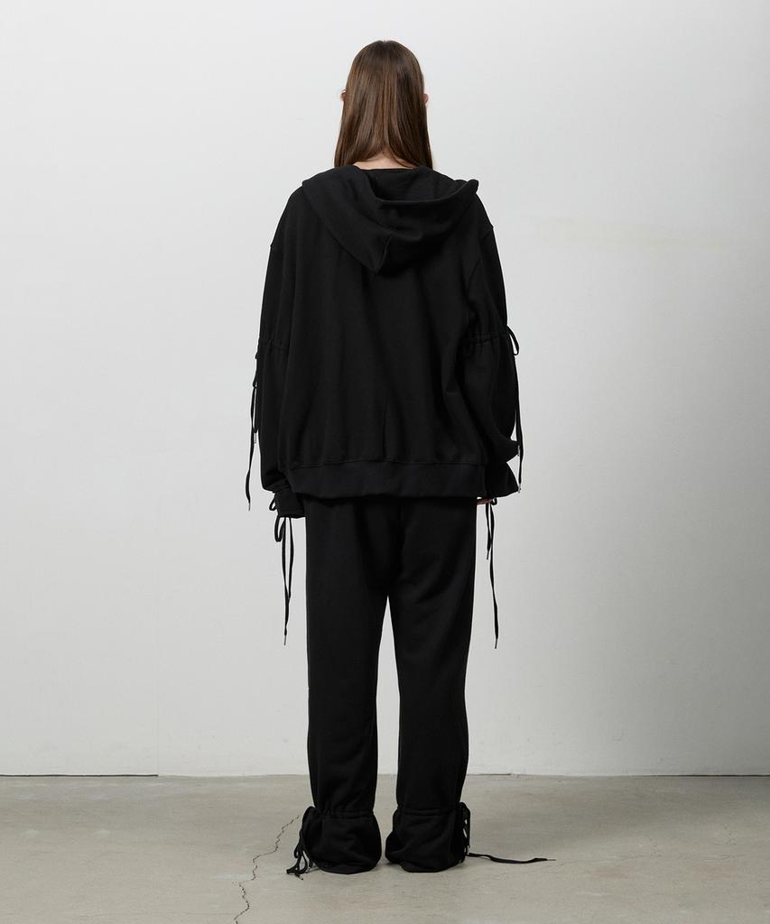 THREE TO EIGHTY Fold String Shirring Pants Black