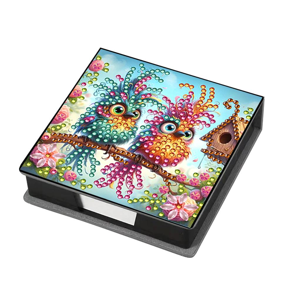 Girl Leather Gem Painting Memo Pad Holder Mosaic Kit Diamond Art Note Box with 160 Sheets of Paper for Adults Beginners