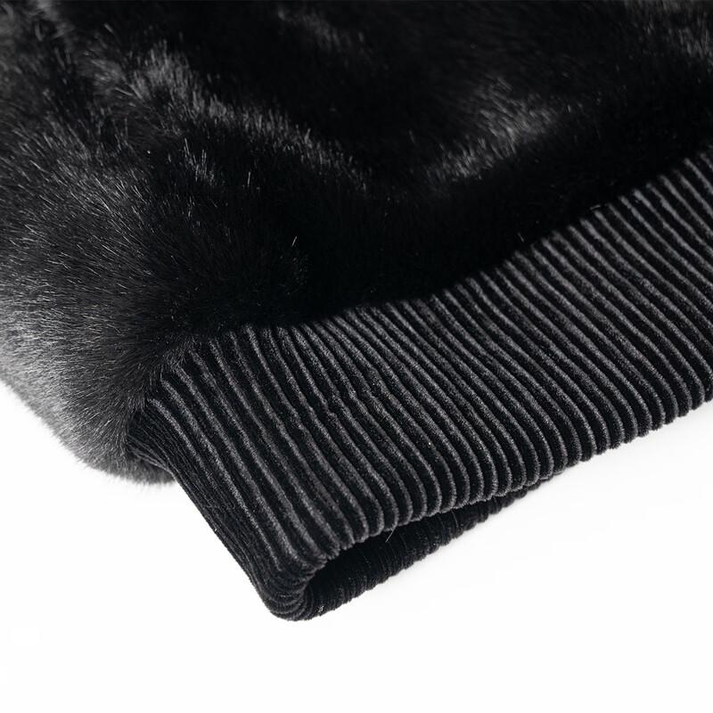 MONTAGUT Men's Hooded Sheepskin Faux Mink Lined Jacket