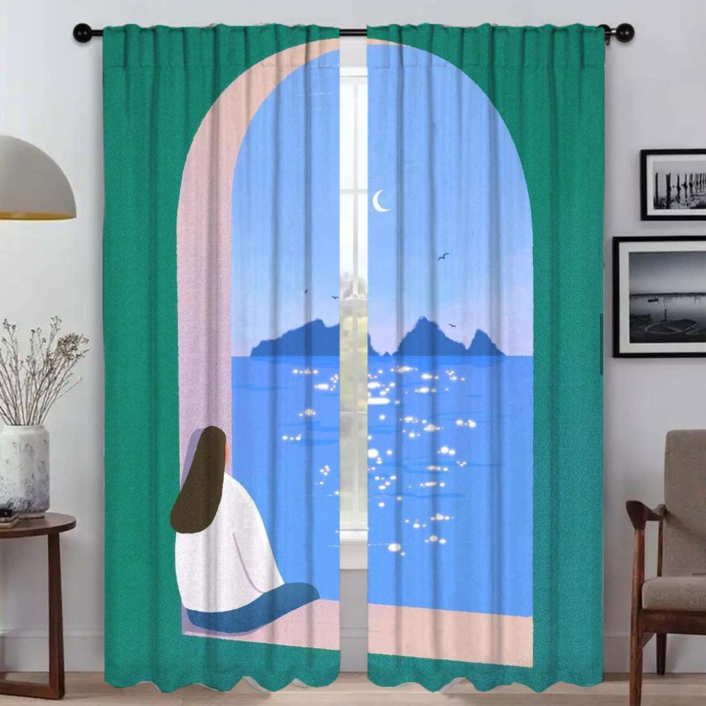 

для обычных оконных занавесок для комнаты 2-х панельные занавески для детской комнаты домашний интерьер занавески для Хэллоуина украшения перегородки для гостиной W50xH70cmx2pcs-CL