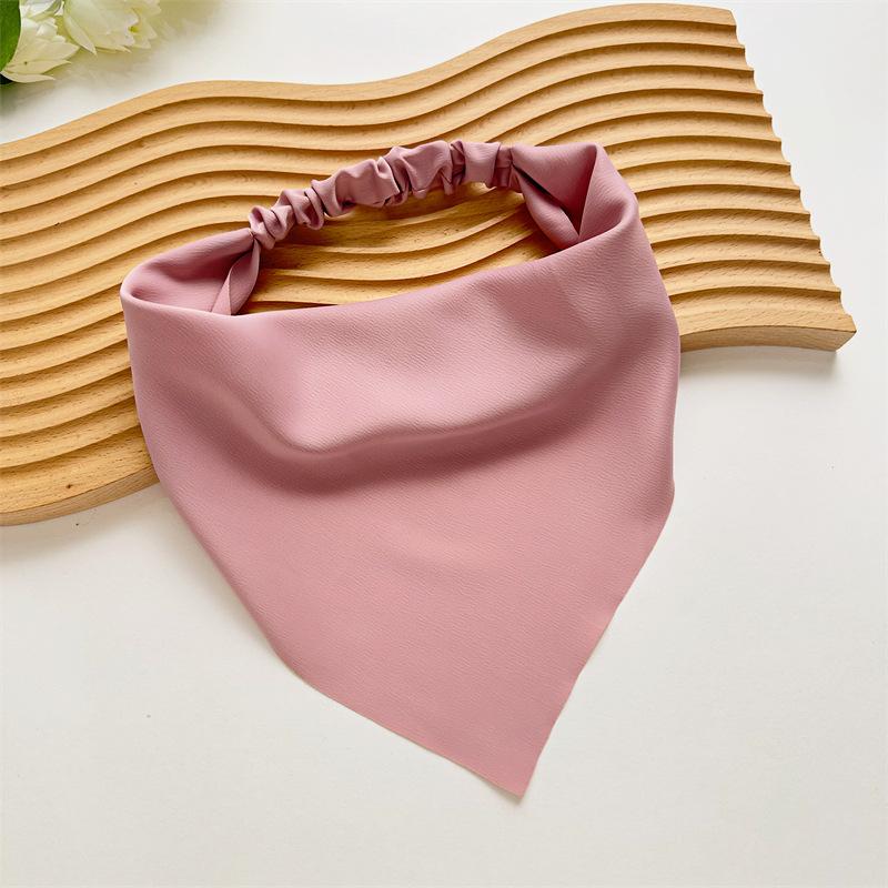 Ruoshui New Woman Solid Summer Head Scarf Satin Triangle Bandanas Lady Fashion Printing Elastic Hairband Girls Hair Accessories