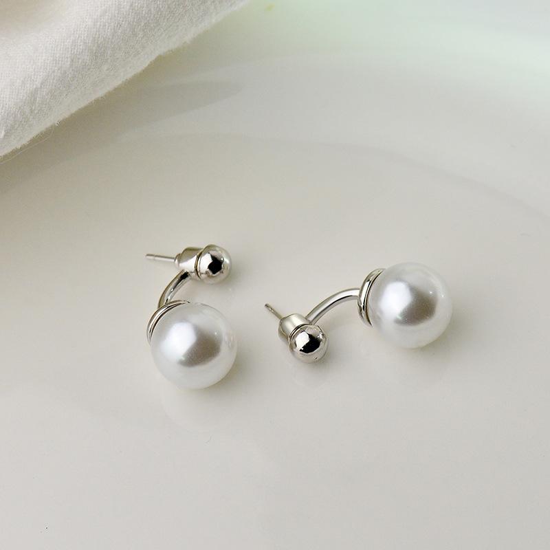 French Retro Pearl Earrings Rear Hanging Light Luxury Niche Design Sense