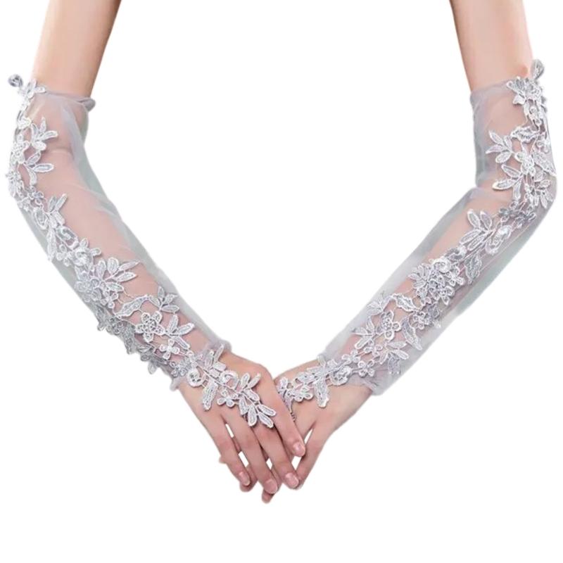 2 Stück Blumen-Spitzen-Fingerlose Handschuhe Tanzpartys Überschuhe Ärmel für Hochzeiten und Veranstaltungen