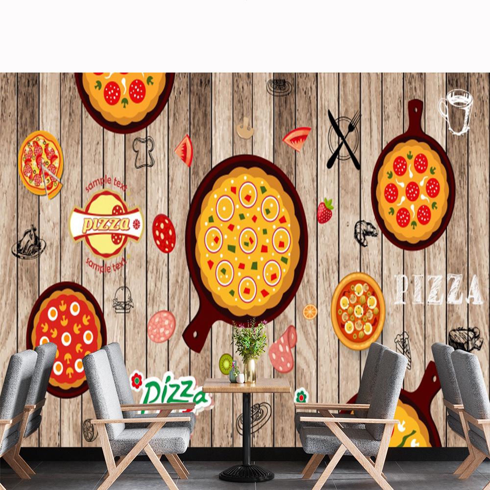 

Pizza Mural 3d Restaurant Pizza Wallpaper Fast Food Snack Shop Wall Mural 200 cm(W) x 140 cm(H)