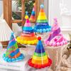 10Pcs/Bag Happy Birthday Party Hats Rainbow Diy Handmade Cap Crown Baby Shower Decoration Boy Girl Birthday Party Photo Props