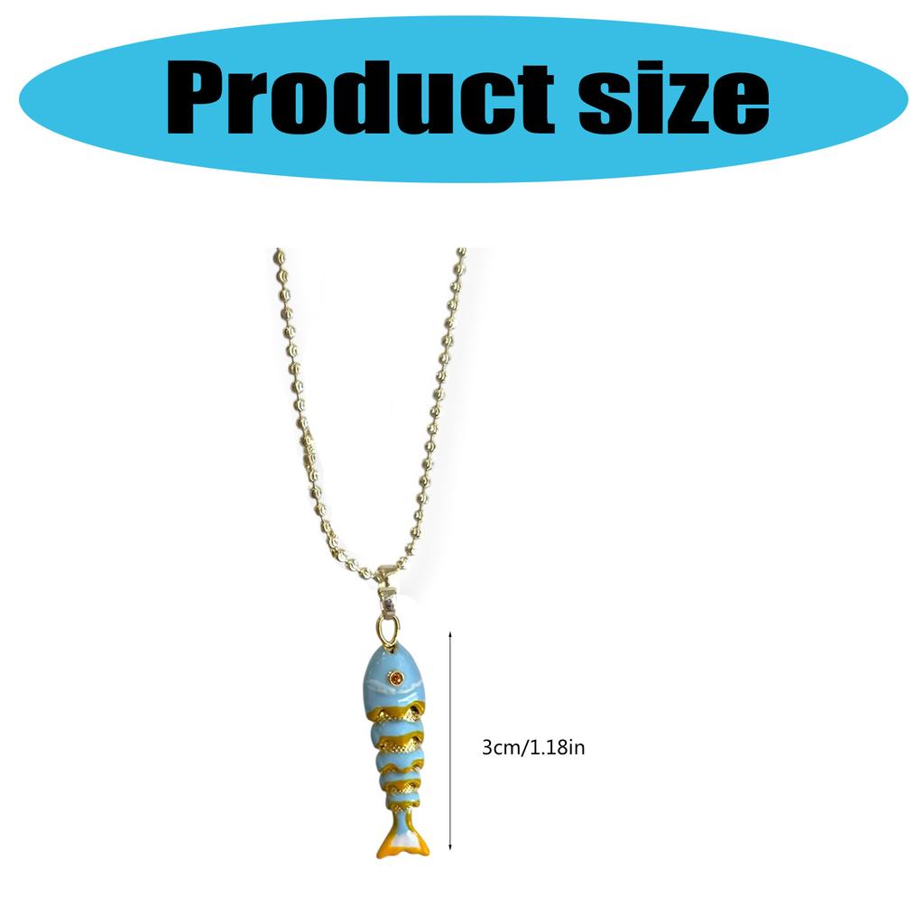 Vibrant Summer Ocean Fish Pendant Necklace Copper Neck Jewelry for Women Lightweight Design Collarbone Chain