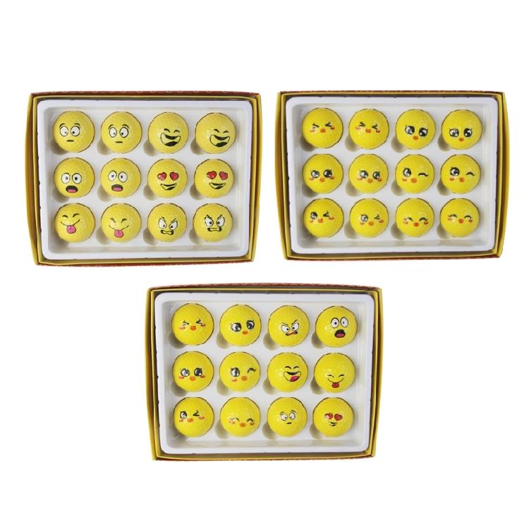 12Pcs Novelty Practice Golf Balls Funny Yellow Practice Golf Balls Lovely Emotion Face Golf Balls Golf Accessories