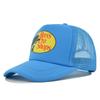 Klassische Logo Trucker-Kappe, Weiß & Hellblau Atmungsaktive Mesh-Baseballkappe, Verstellbarer Outdoor-Sonnenhut zum Angeln