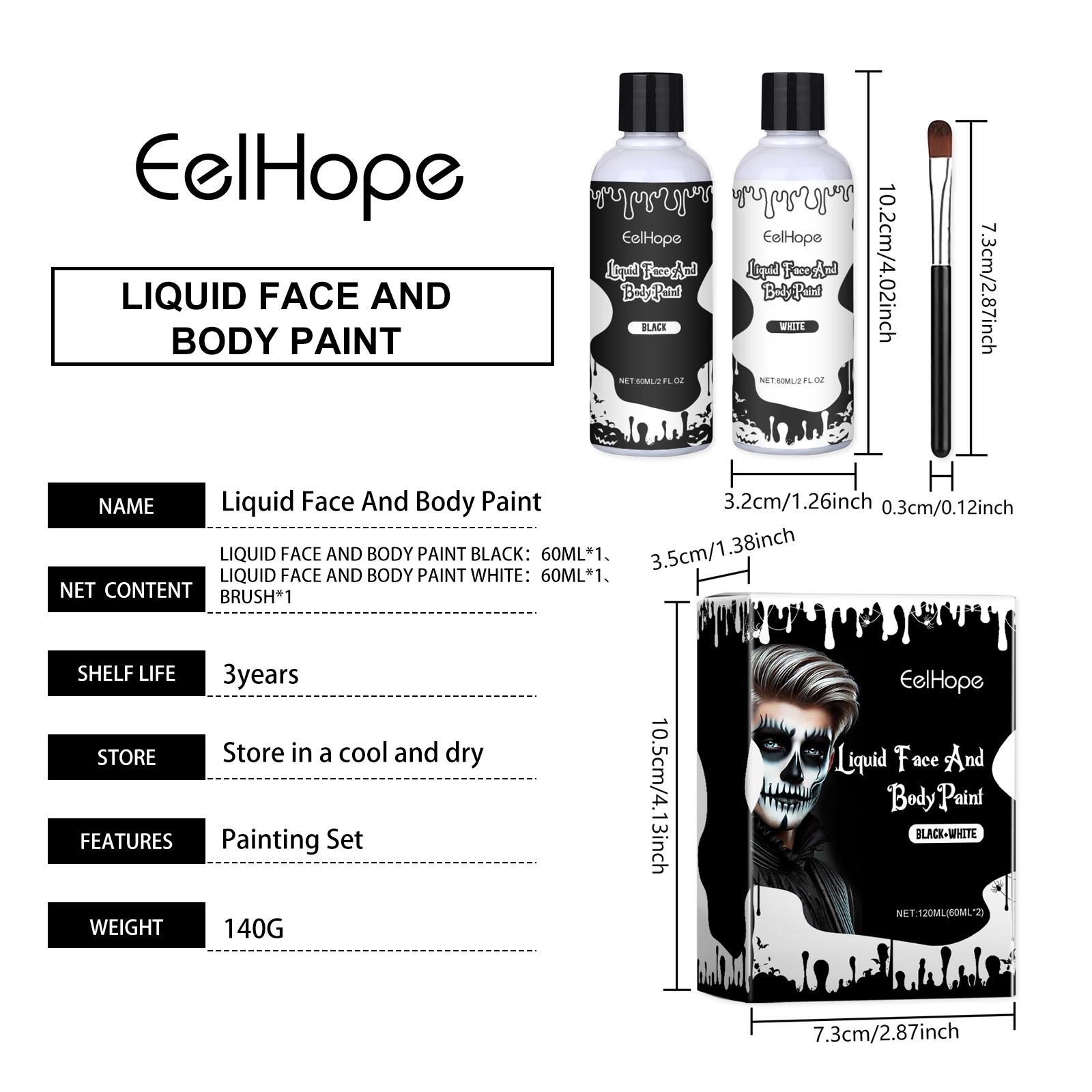 

Halloween Party Fast-Drying Face Paint Liquid, Colorful Makeup Foundation for Cosplay, Clown & Costume Makeup 153.16g