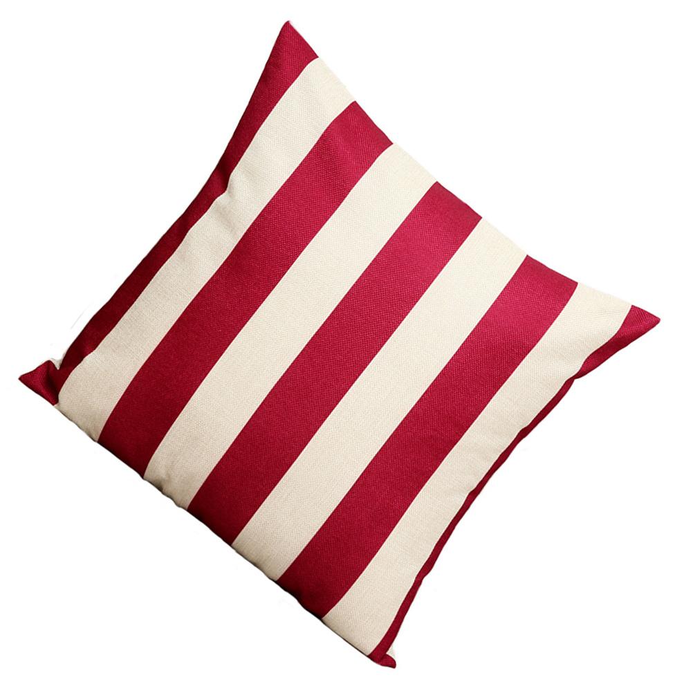 1Pcs Linen Pillowcase Cover 45x45cm Red Striped Pattern Couch Kissen Decoration Throw Pillow Case for Lounge Throw Pillow Cover