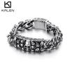 Gothic Skull Pattern Men's Bracelets On Hand Vintage Punk Stainless Steel Jewelry 230mm Chunky Skull Ghost Bracelet