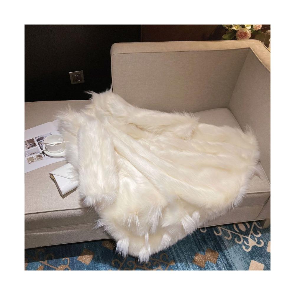 Autumn and Winter New Thick Imitation Fox Fur Women's Fur Coat Mid-length Coat Long Sleeve Long Fur Warm Coat