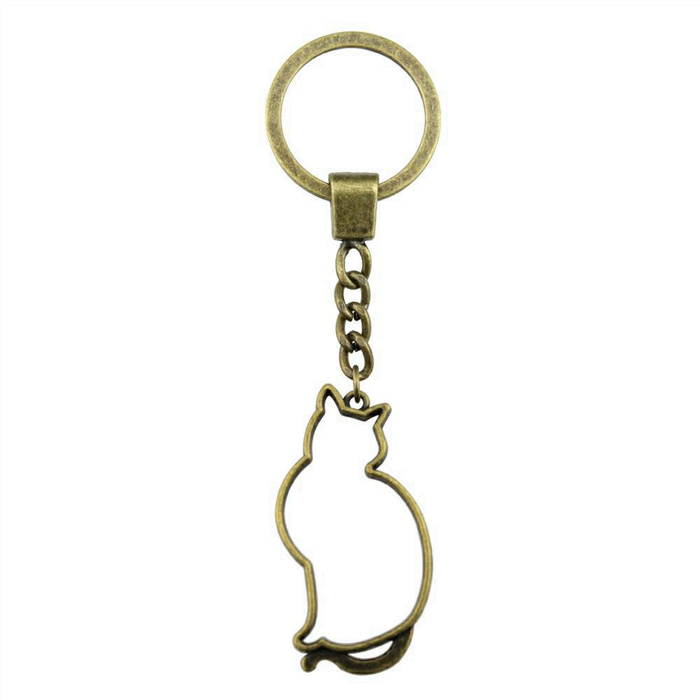 Cat Dog Rabbit Cute Pets Trio Antique Bronze Metal Keychain Best Seller Gift for Animal Lovers