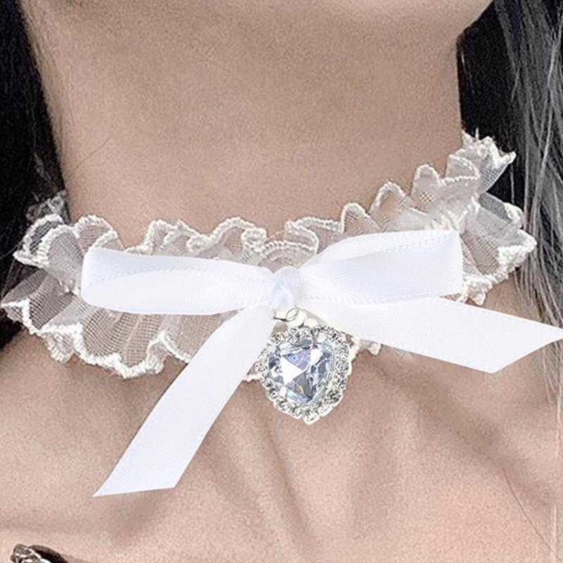 Lolit Choker Necklace Bows Choker Lace Choker Necklace Ribbon Choker Goth Choker Gothic Necklace Lolit Lace Collar